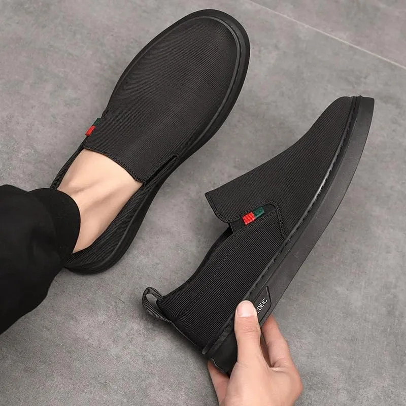 Premium Men's Casual Loafers for Summer Everyday Wear - Breathable Canvas Slip-On Moccasins with Flexible Rubber Sole