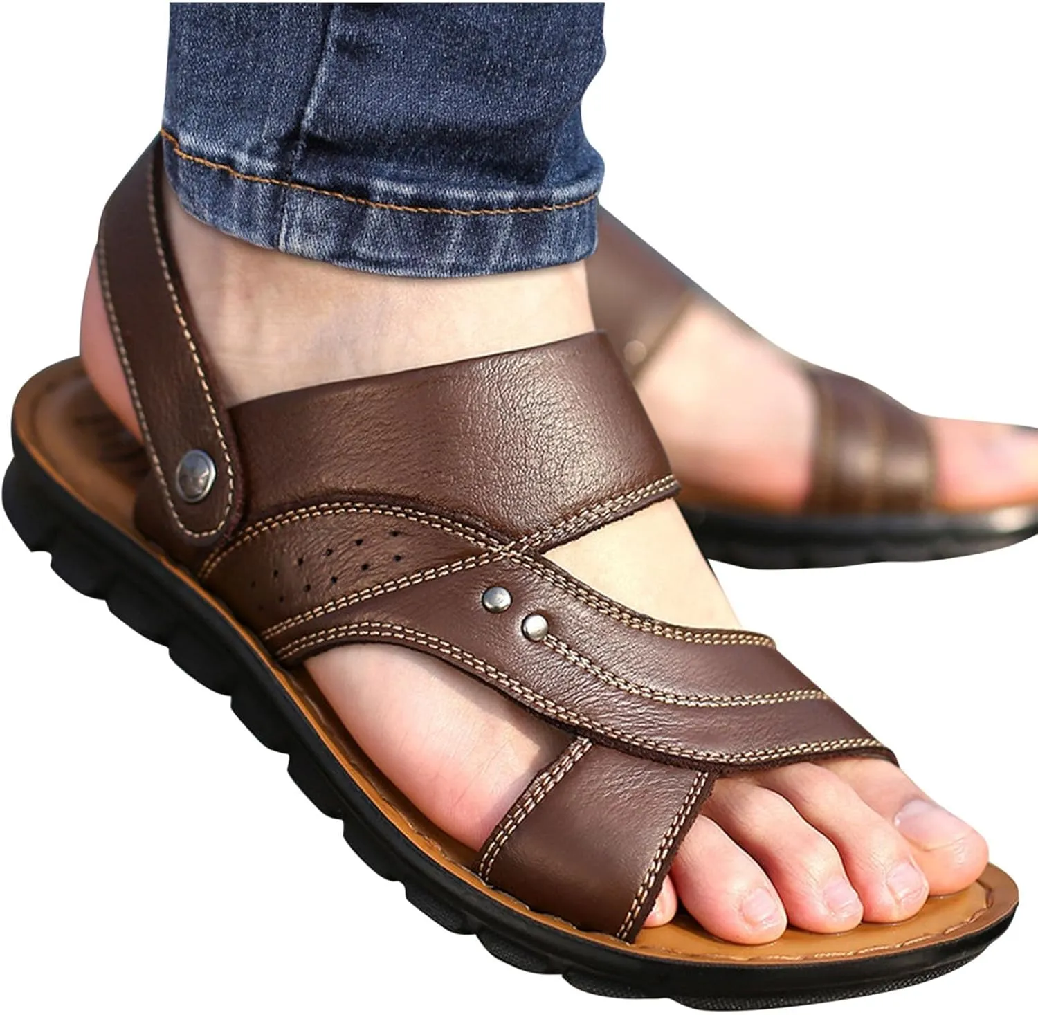 Ring Toe Slides for Women Sandals Y2K Oversize Footbed Flip Flops with Metal Clip Toe Slip On Summer Beach Slippers