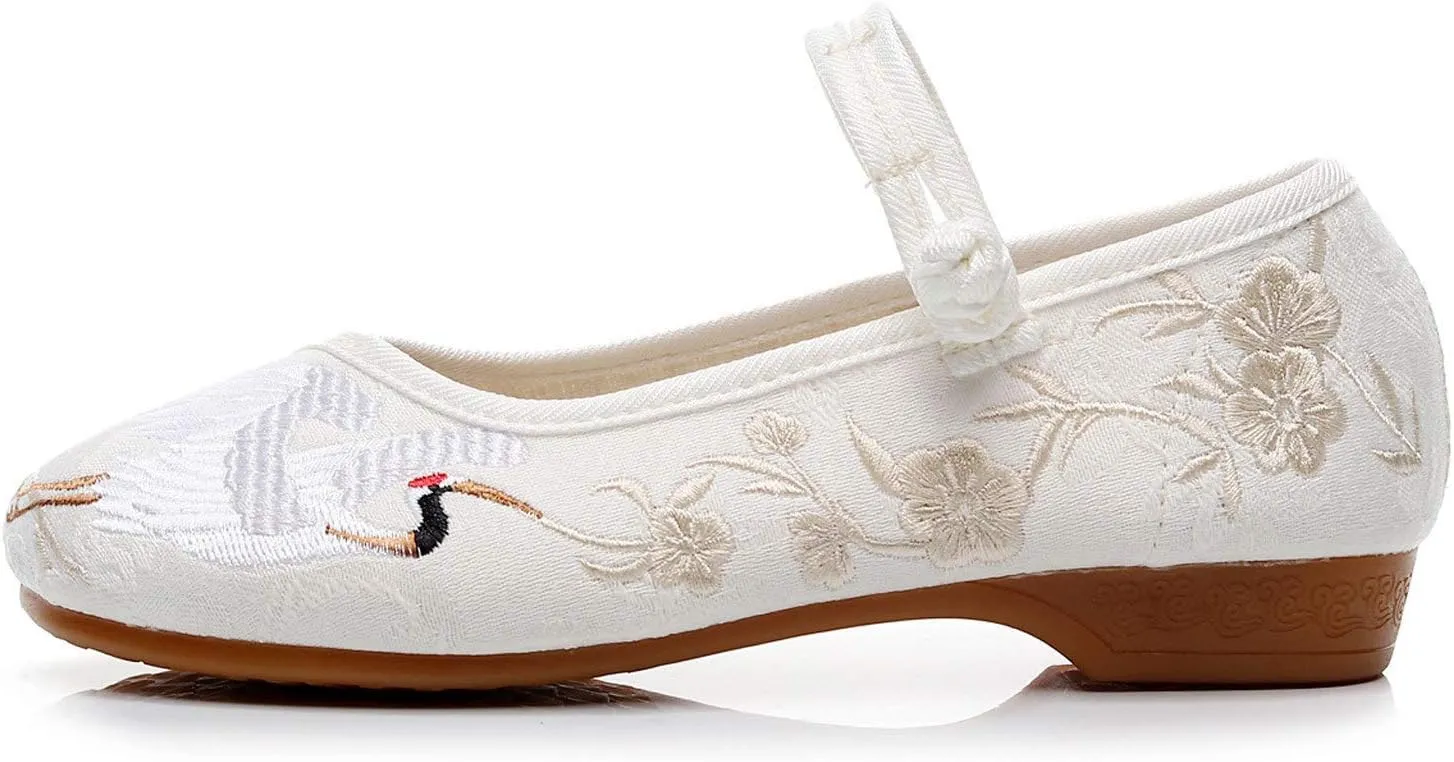 SAILING LU Embroidered Shoes for Women - Comfort Loafers Black Casual Round Toe Ballet Flats Shoes