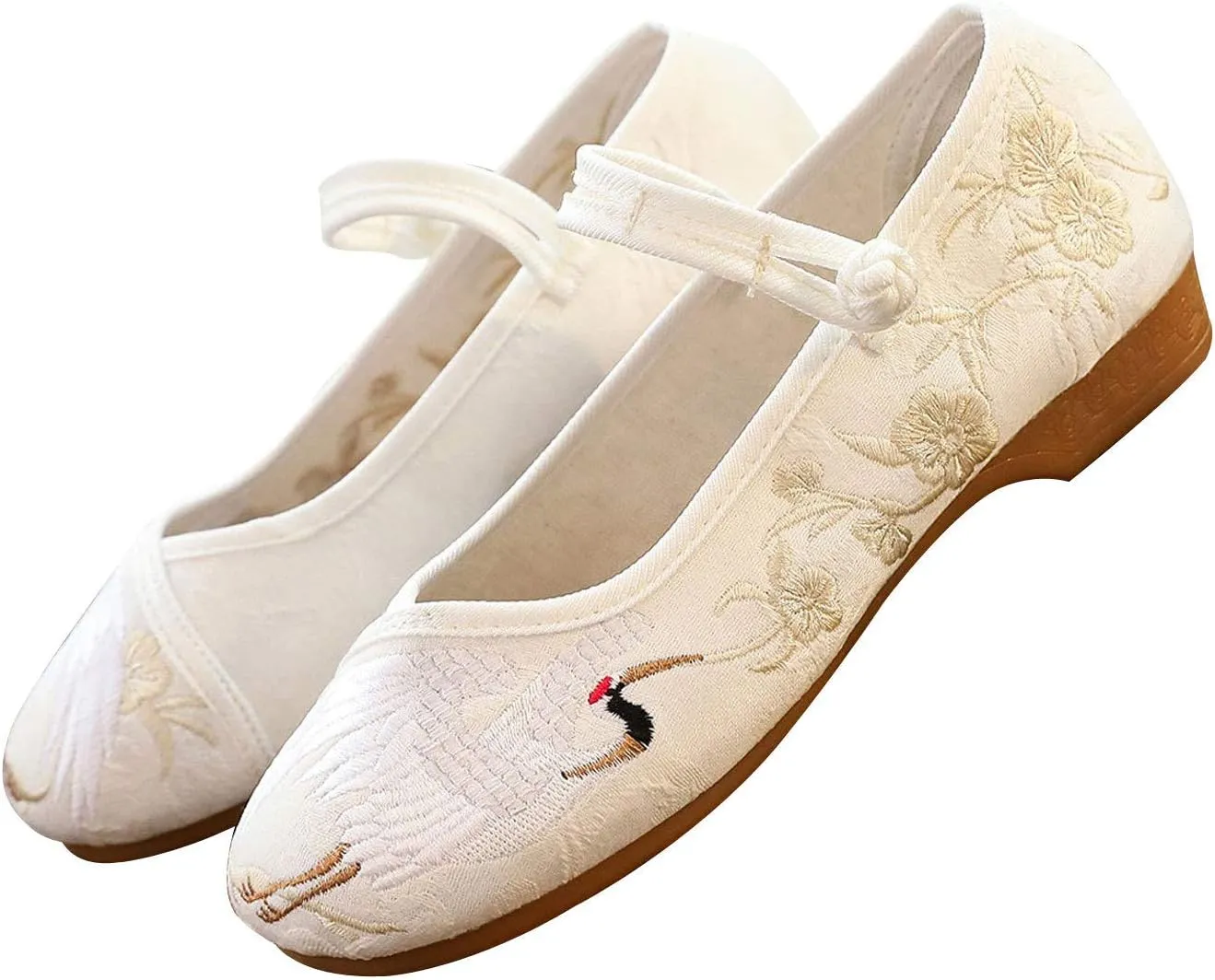 SAILING LU Embroidered Shoes for Women - Comfort Loafers Black Casual Round Toe Ballet Flats Shoes