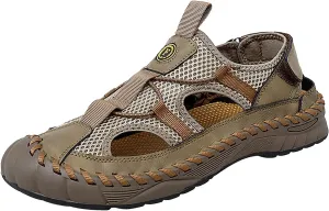 Sandals For Men New Summer Hollow Out Leather Slippers Casual Sandals Soft Soled Beach Shoes Mens Shoes