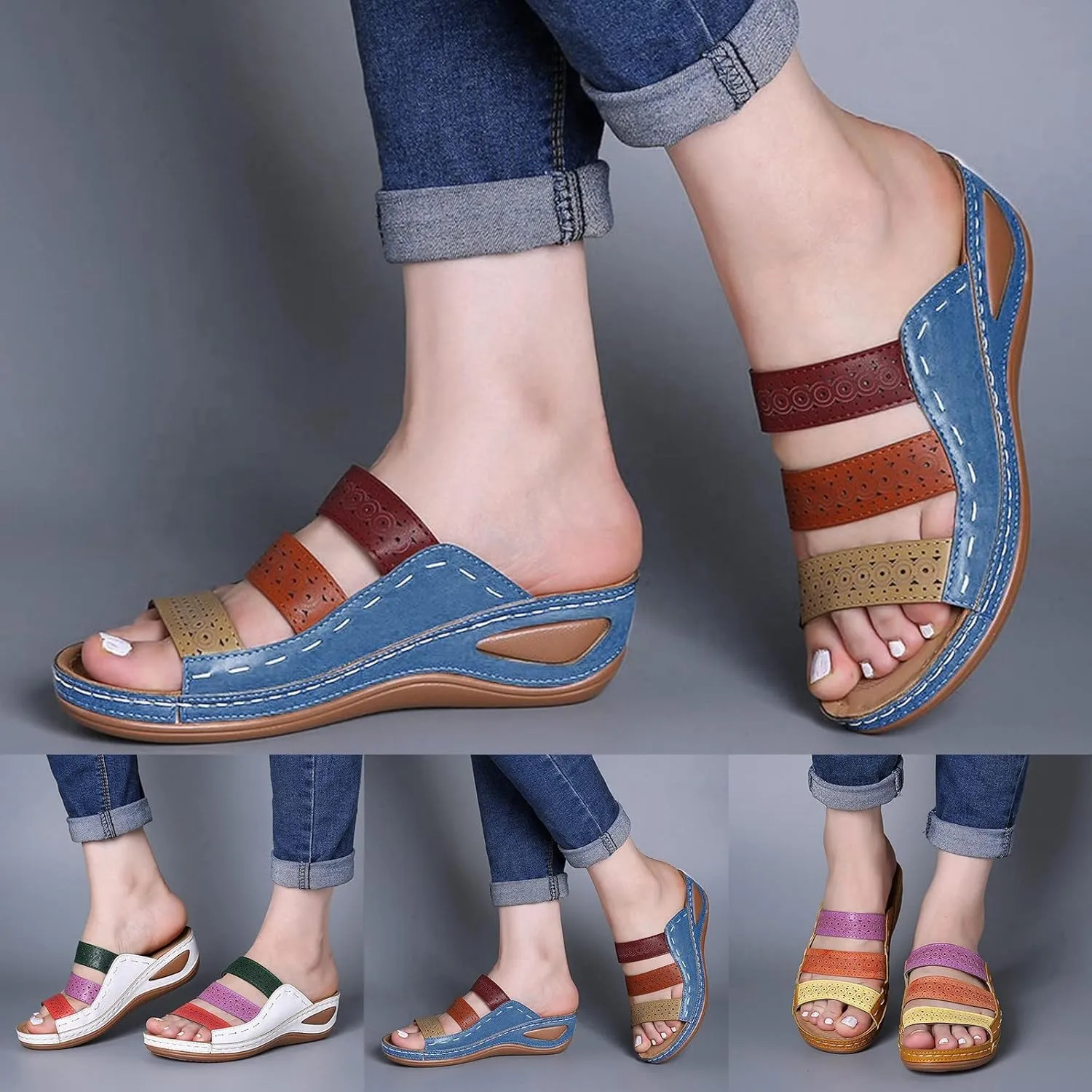 Sandals for Women Dressy, Women's Comfy Orthotic Sandals Orthopedic Sandals Summer Arch Support Slide Sandals