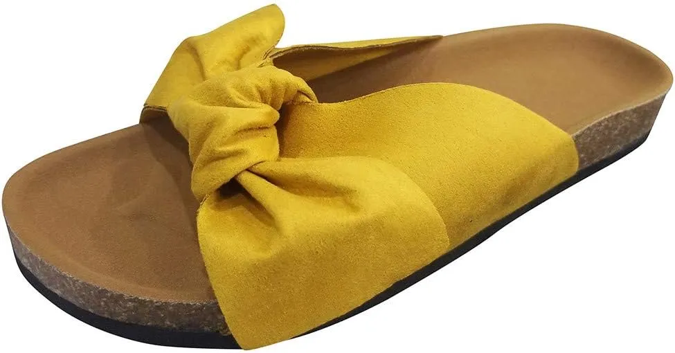 Sandals for Women Flat,Women's 2020 Bow Knot Comfy Platform Sandal Shoes Summer Beach Travel Fashion Slipper Flip Flops