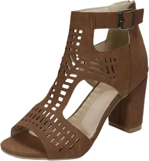 Sandals Strappy Heels Lace Up Square Open Toe Heel Roman Wind Hollow Fashion Back Zip Thick Heeled Sandals Women