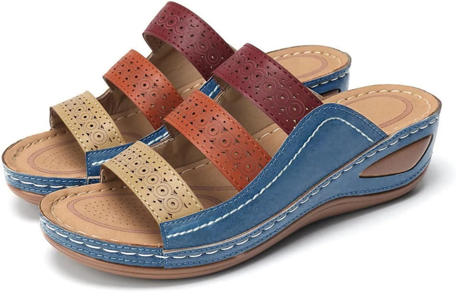 Sandals Women Thick Sole Soft Cushion Arch Support Breathable Leather Sandals Summer Home Outdoor Womens Sandals