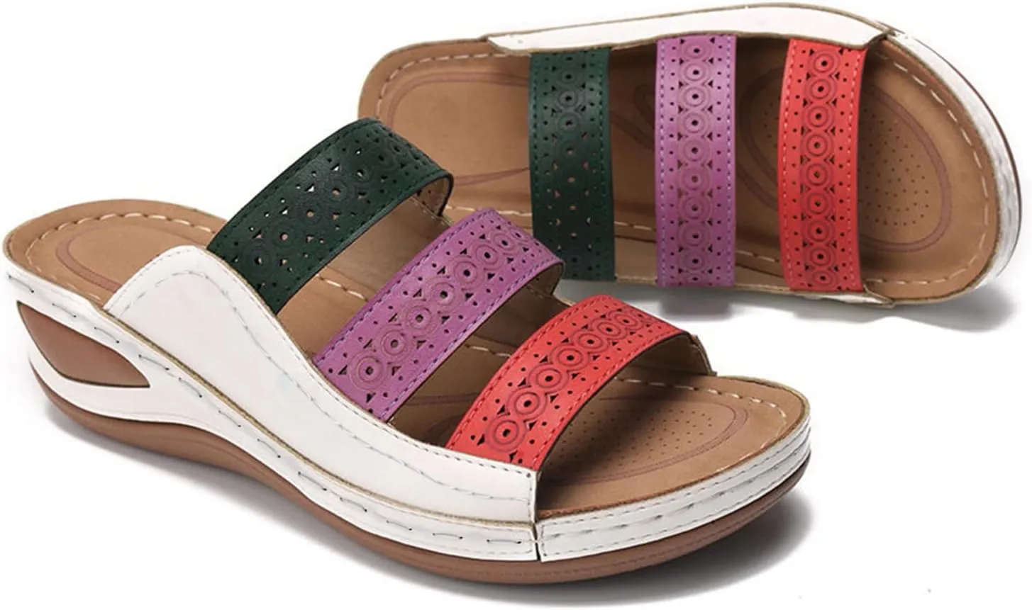 Sandals Women Thick Sole Soft Cushion Arch Support Breathable Leather Sandals Summer Home Outdoor Womens Sandals