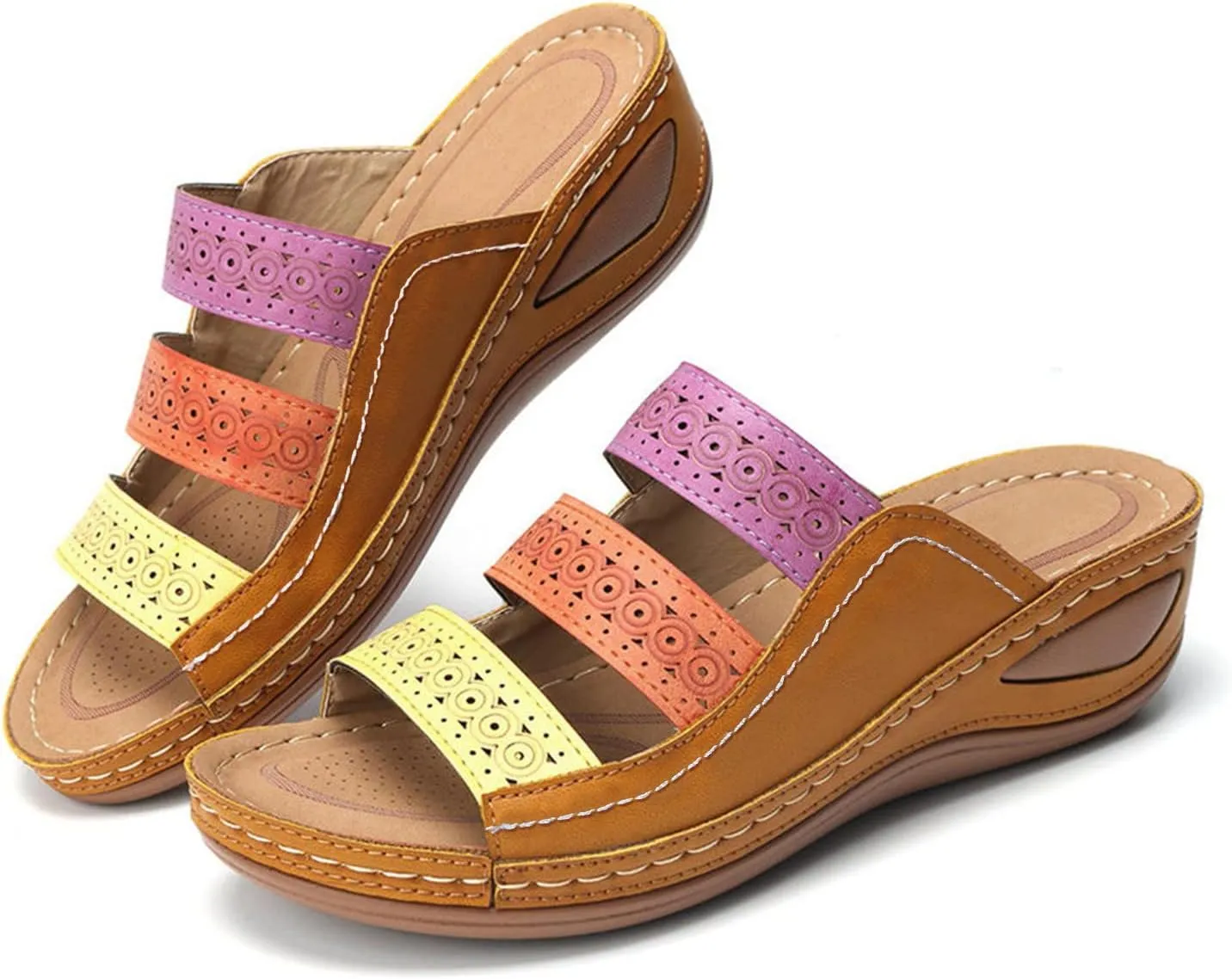 Sandals Women Thick Sole Soft Cushion Arch Support Breathable Leather Sandals Summer Home Outdoor Womens Sandals