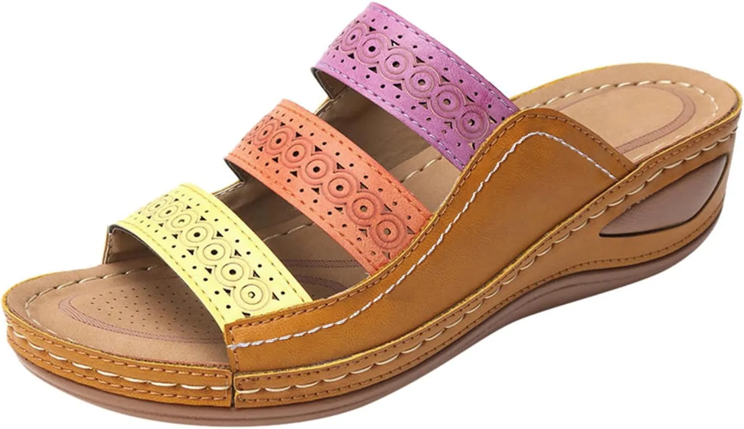 Sandals Women Thick Sole Soft Cushion Arch Support Breathable Leather Sandals Summer Home Outdoor Womens Sandals
