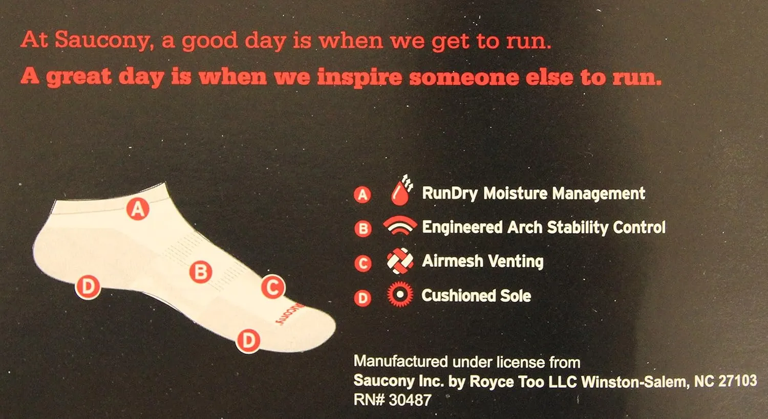 Saucony Men's Performance No-Show Sock