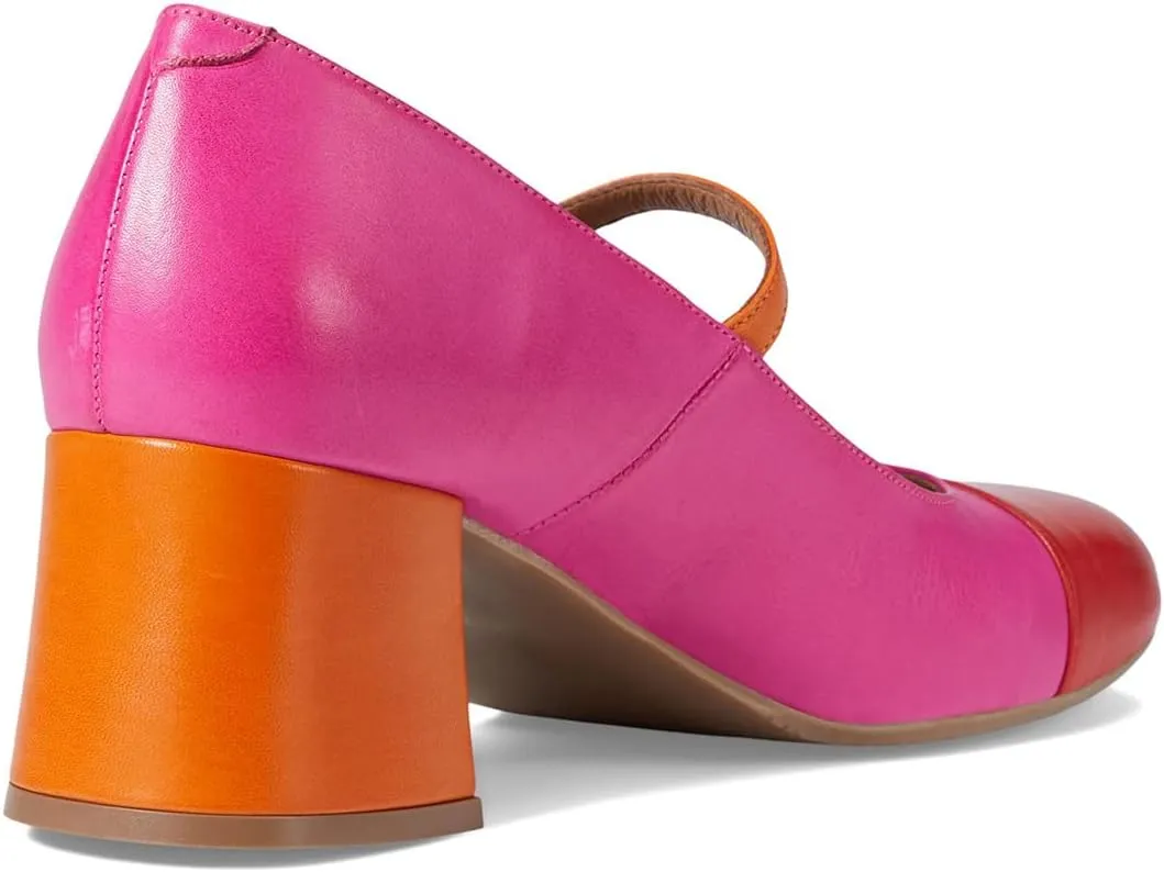 SHODENSE Women Rainbow Pumps Low Chunky Heel Mary Jane Shoes Square Cap Toe Ankle Strap Dress Pumps Two-Toned Mid Block Heel Mary Janes Lolita Shoes Multicolor Patchwork Office Wedding Party 4-11 M US