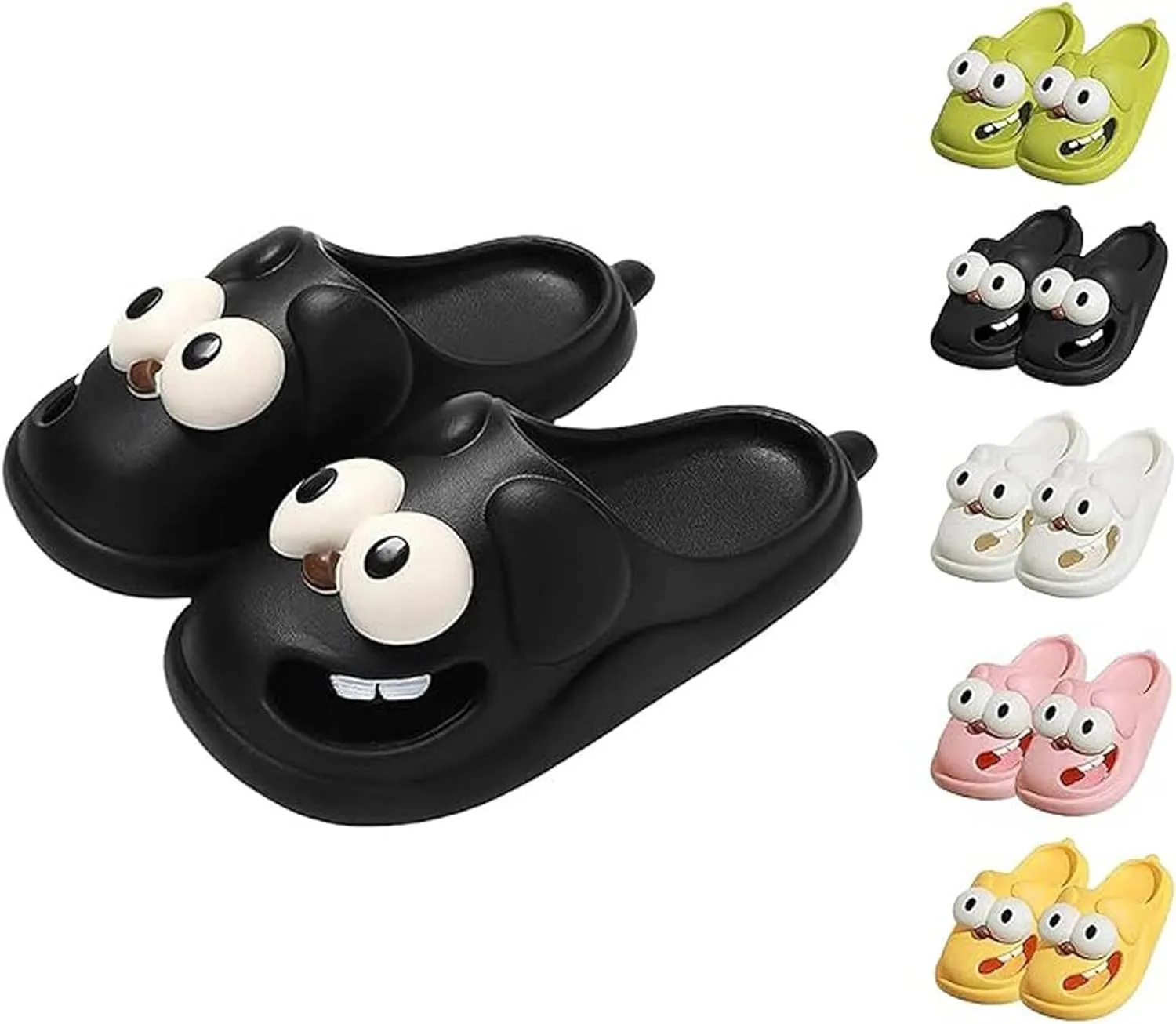Shower Shoes for Women with Arch Support Big Eye Dog Slippers Fun Cartoon Package Head EVA Slippers Cute