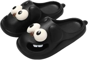 Shower Shoes for Women with Arch Support Big Eye Dog Slippers Fun Cartoon Package Head EVA Slippers Cute