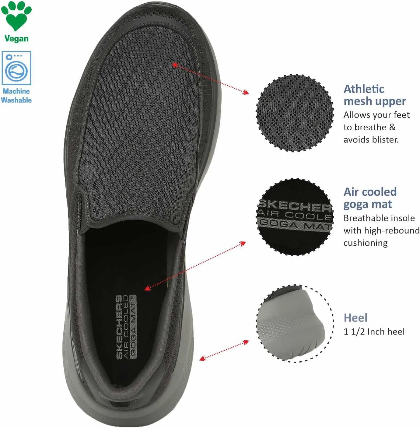 SKECHERS Performance Men's Gowalk 6-Elastic Stretch Slip-on Athletic Performance Walking Shoe