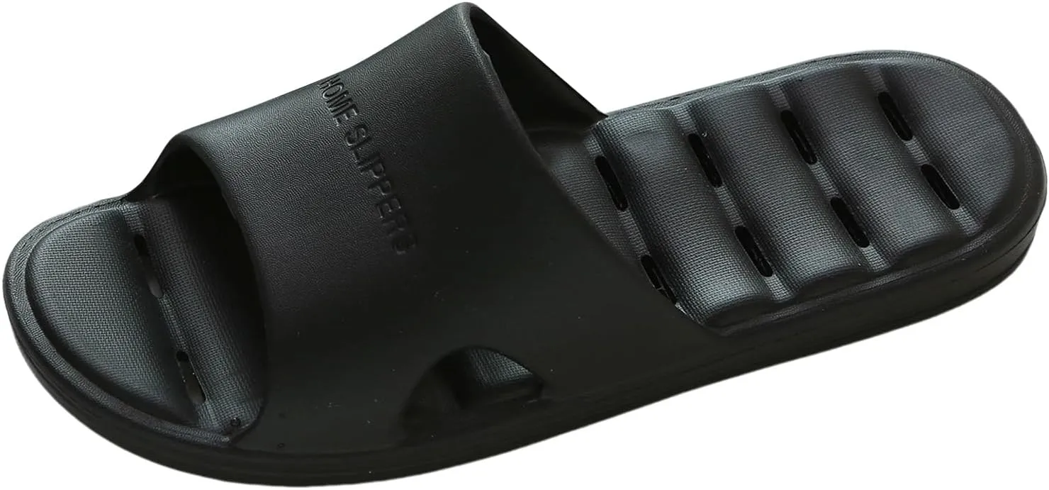 Slides with Drain Holes Lightweight Beach Sandals Slippers Flat Bottom Comfortable Bathroom Home Slippers Fashionable Non