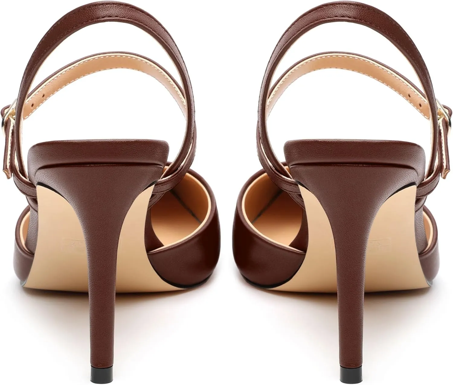 Slingback Pumps for Women, Pointed Toe Stiletto High Heels Ankle Strap Buckle Heeled Sandals Party Dress Shoes 3.35 Inch