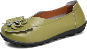 Slip On Loafers for Women Comfortable Walking Work Flats Shoes Soft Cushion Leather Loafers Cute Bow Flower Flat Driving Shoes Indoor Outdoor for Summer