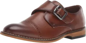 STACY ADAMS boys Desmond Cap-toe Monk Strap Loafer, Cognac, 13.5 Big Kid US