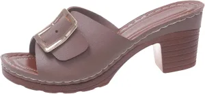 Strappy Chunky Block Low Heeled Sandals Open Toe Heel Square Buckle One Line High Heel Slippers