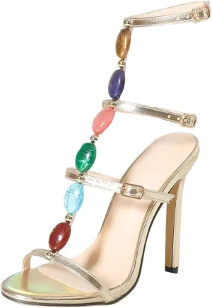Strappy Kitten Heels Flip Flops Open Toe Heels Women's Sandals