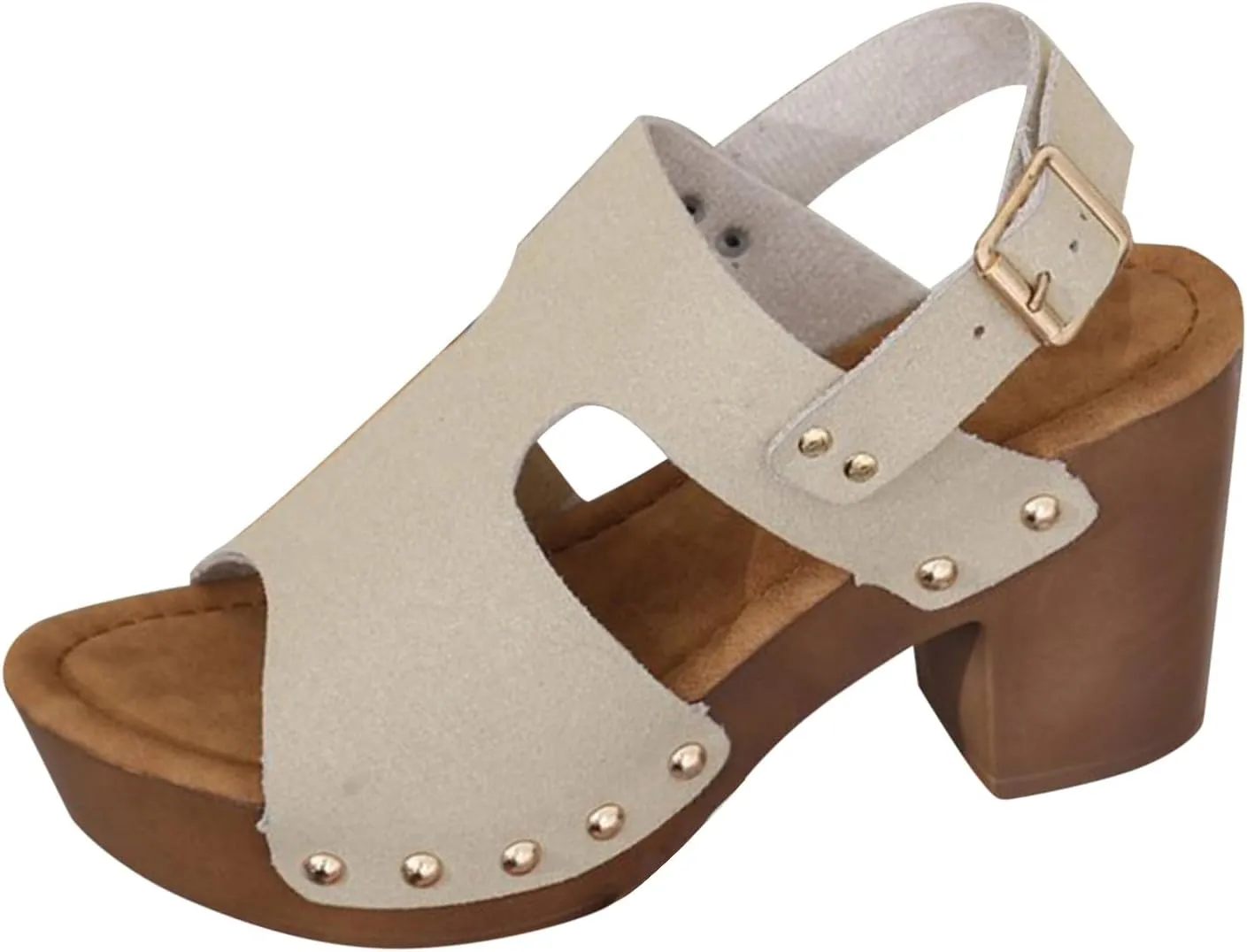 SuanlaTDS Chunky Heels Sandals for Women 2025 Dressy Summer Block High Heel Peep Toe Buckle Ankle Strap Platform Slingback Heeled Sandal Outdoor Party Wedding Beach Dress Shoes Daily Wear Pumps