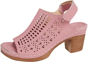 SuanlaTDS Women's Heeled Sandals Dressy Chunky Block Heels Peep Toe Ankle Strap Platform Hollow Out Slingback 2025 Elegant Summer Comfortable Party Dress High Heel Sandal Wedding Shoes
