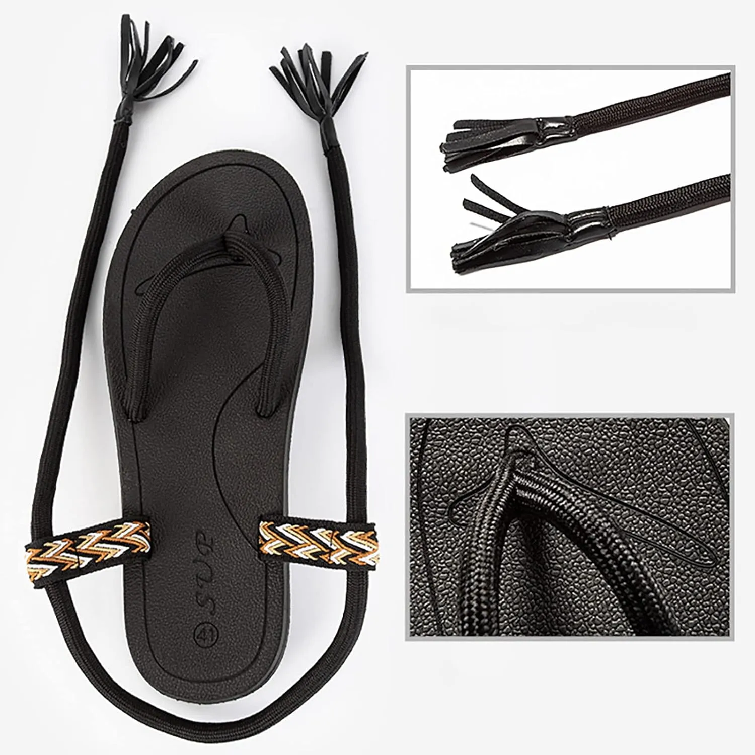 Summer Couple Women's Fashion Outwear Rope Printed Herringbone Sandals Women Flat Sandals
