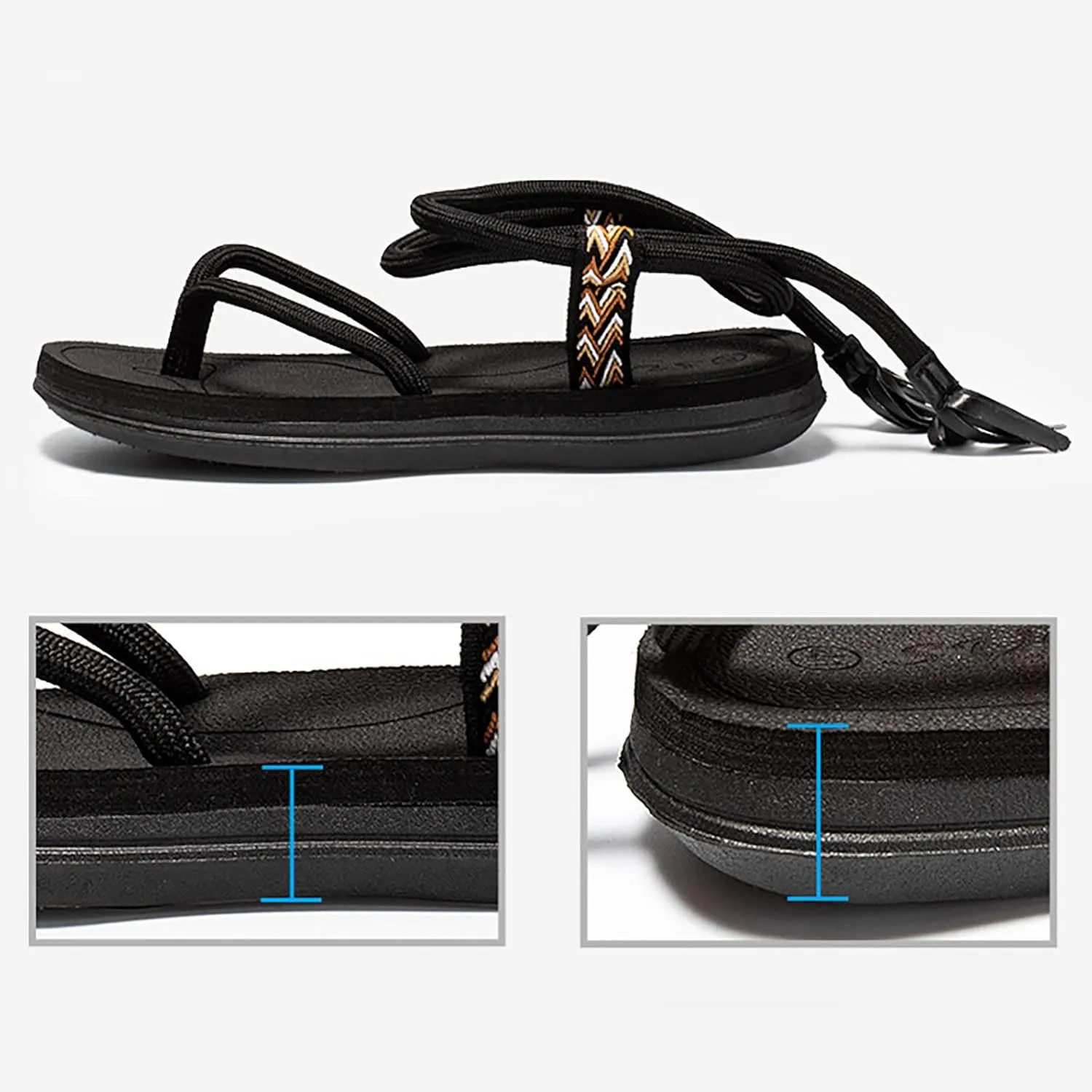Summer Couple Women's Fashion Outwear Rope Printed Herringbone Sandals Women Flat Sandals