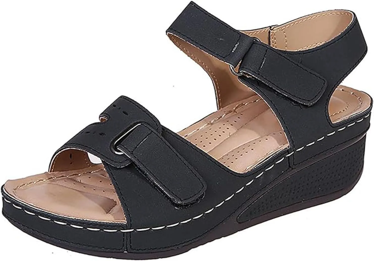 Summer Sandals for Women - Fashion Wedge Sandals with Ankle Strap Platform Sandal Open Toe Ankle Strap Casual Low Heel Slip on Open Toe Beach & Outdoor Sandal 2025