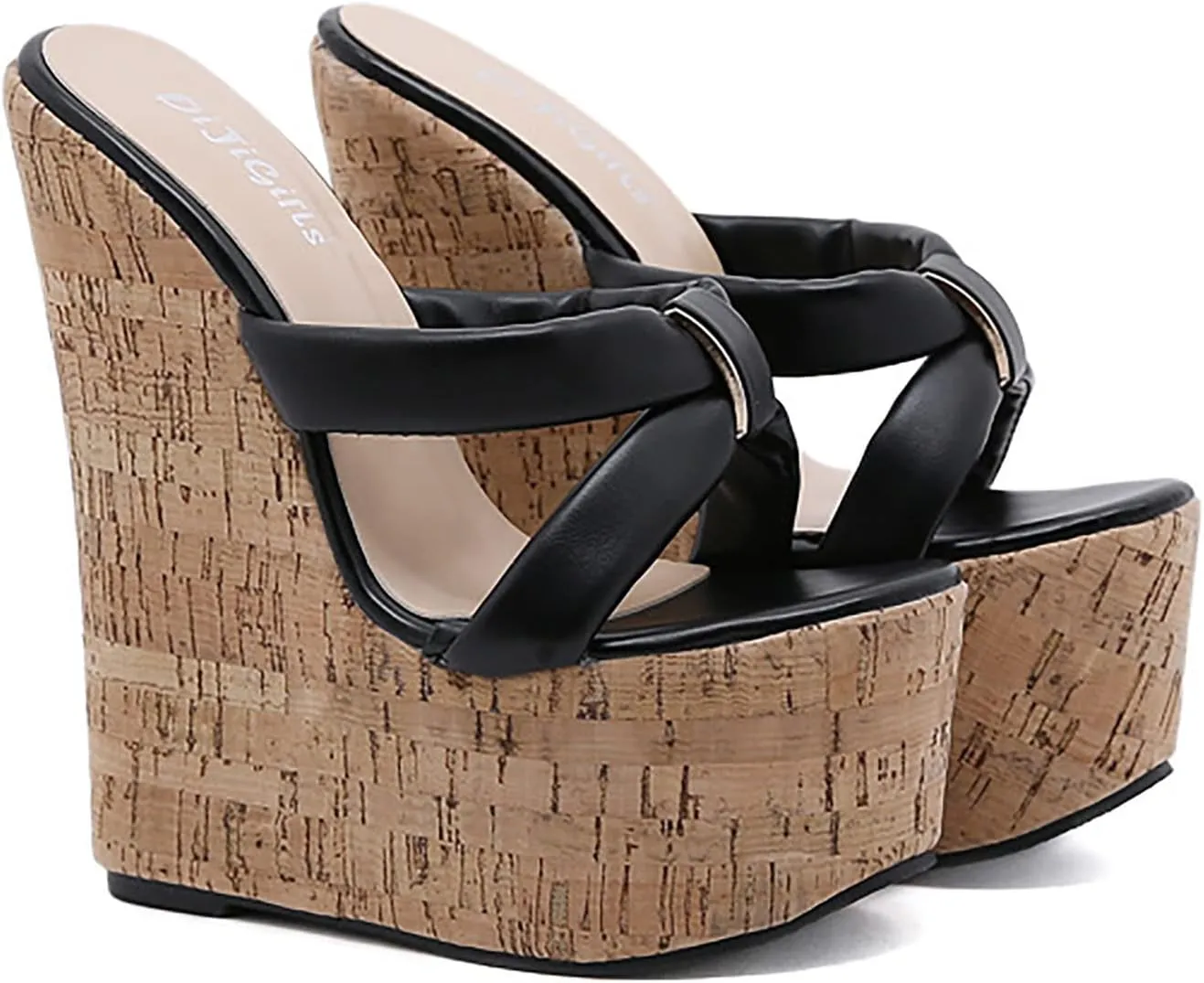 Summer Sandals for Women Simple And Versatile High Heeled Thick Soled Sandals Platform Slippers Wedges with Strap