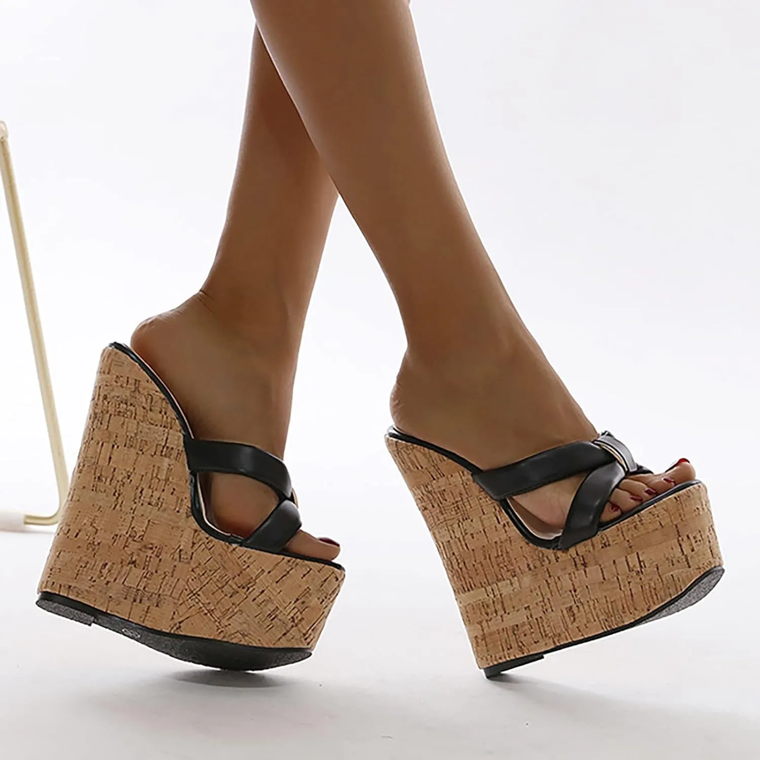 Summer Sandals for Women Simple And Versatile High Heeled Thick Soled Sandals Platform Slippers Wedges with Strap