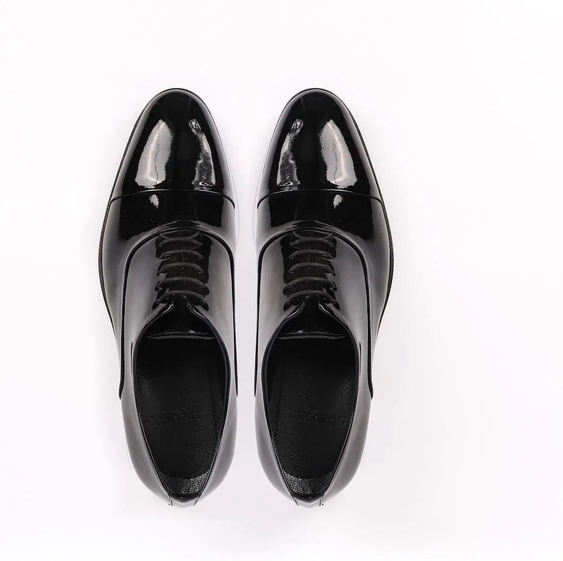 VELLAPAIS Scotland Cap Toe Patent Leather Oxford Dress Shoes