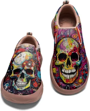 Walking Casual Loafers for Men Slip Ons Leather Shoes Lightweight Comfortable Art Painted Travel Sneaker