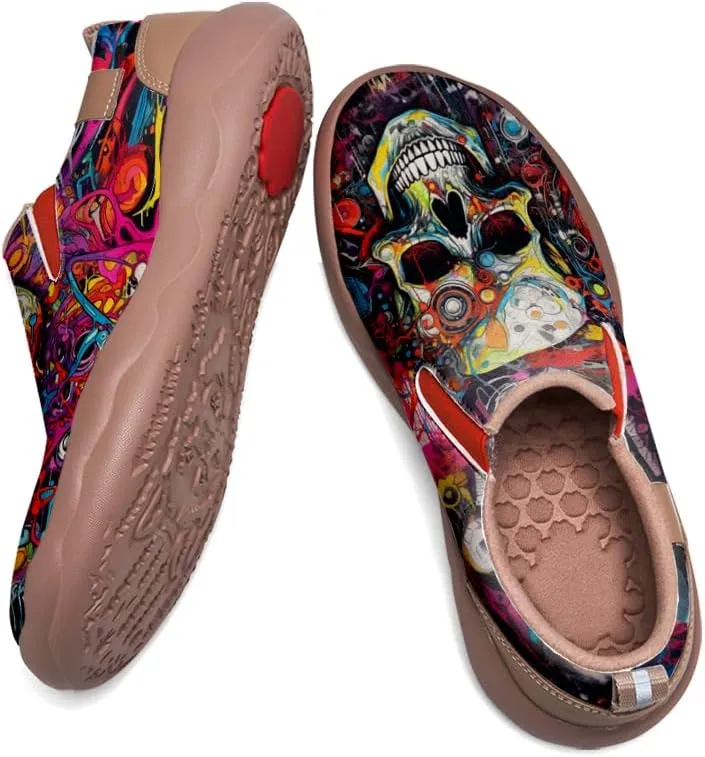Walking Casual Loafers for Men Slip Ons Leather Shoes Lightweight Comfortable Art Painted Travel Sneaker