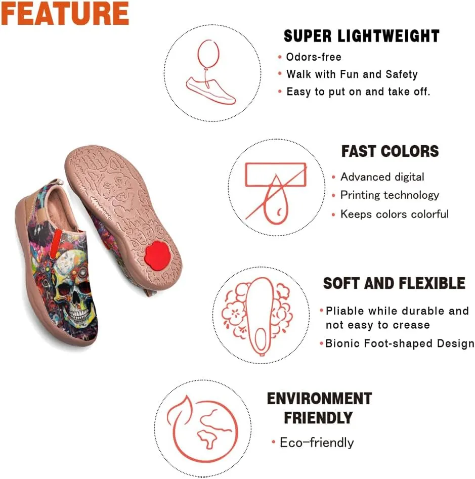 Walking Casual Loafers for Men Slip Ons Leather Shoes Lightweight Comfortable Art Painted Travel Sneaker