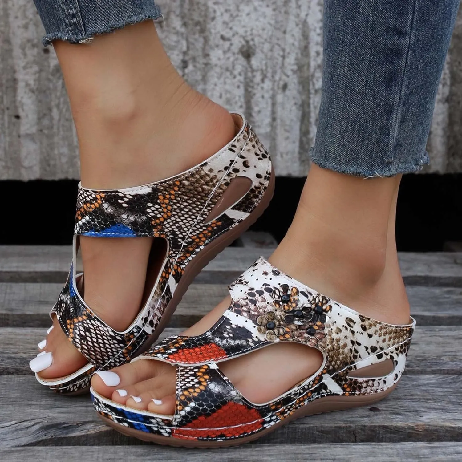 Wedge Sandals for Women 2025 Casual Orthopedic Sandals for Women Slip on Wide Width Shoes Fashion Trendy Summer Open Toe Sandal Summer Dressy Vacation Beach Shoes 2025