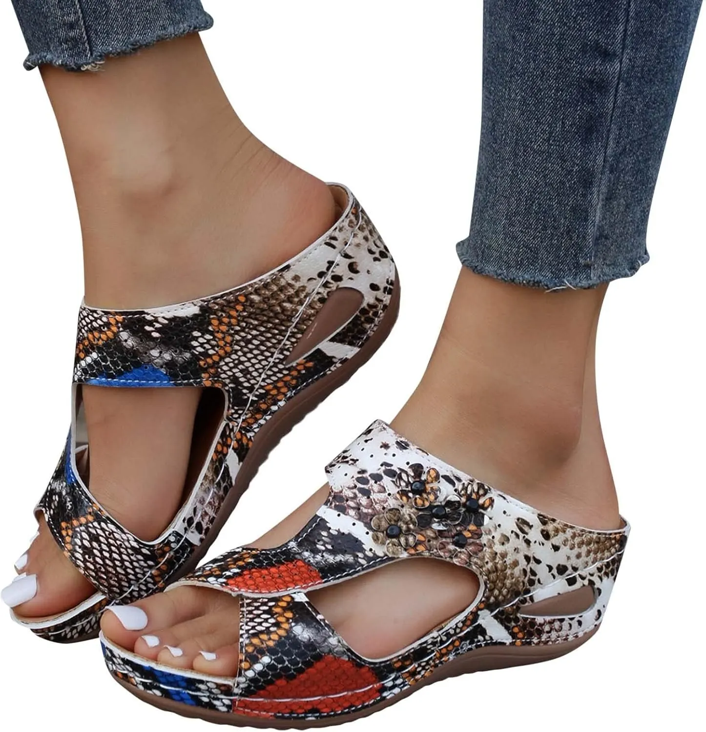 Wedge Sandals for Women 2025 Casual Orthopedic Sandals for Women Slip on Wide Width Shoes Fashion Trendy Summer Open Toe Sandal Summer Dressy Vacation Beach Shoes 2025