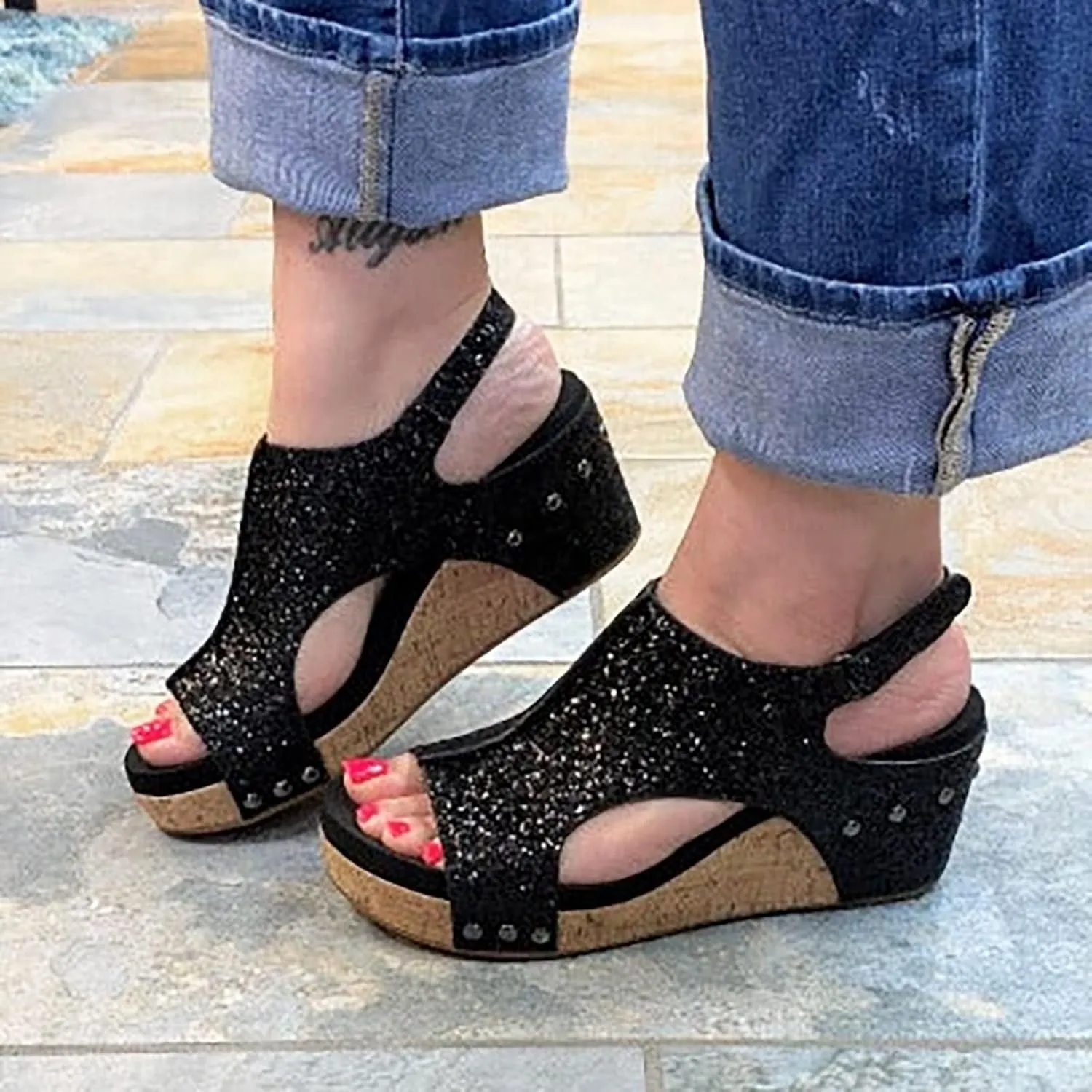 Wedge Sandals for Women 2025 Fashion Sandals with Buckle Ankle Strap for Dressy Summer Platform Sandal Open Toe Dressy Casual Boho Summer Beach Sandal 2025