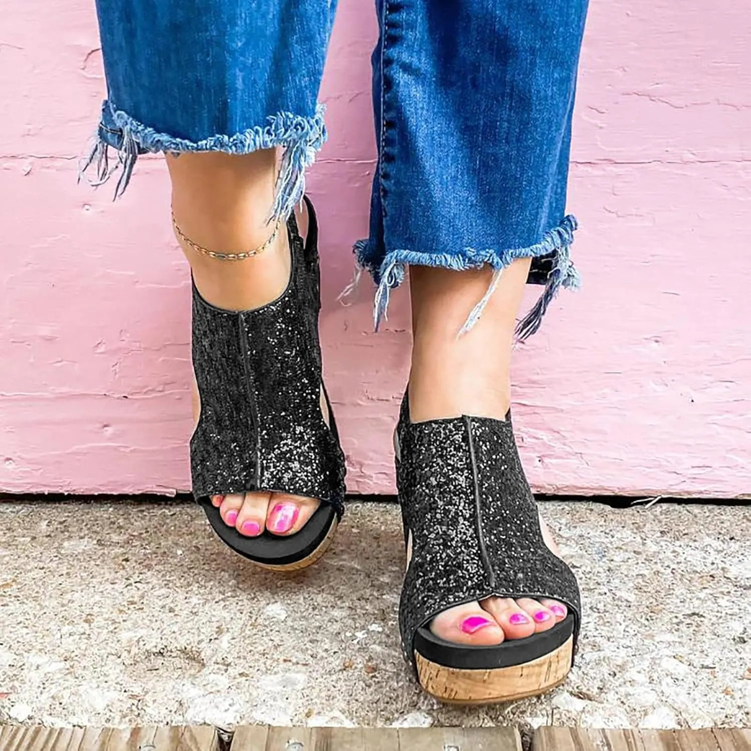 Wedge Sandals for Women 2025 Fashion Sandals with Buckle Ankle Strap for Dressy Summer Platform Sandal Open Toe Dressy Casual Boho Summer Beach Sandal 2025