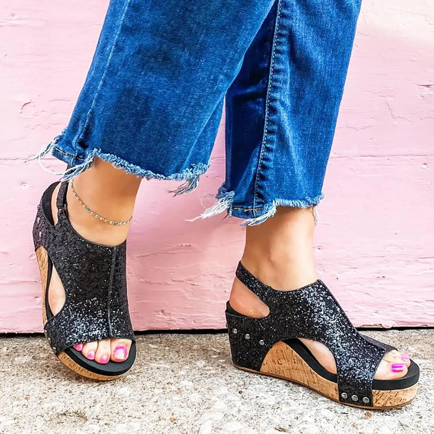 Wedge Sandals for Women 2025 Fashion Sandals with Buckle Ankle Strap for Dressy Summer Platform Sandal Open Toe Dressy Casual Boho Summer Beach Sandal 2025