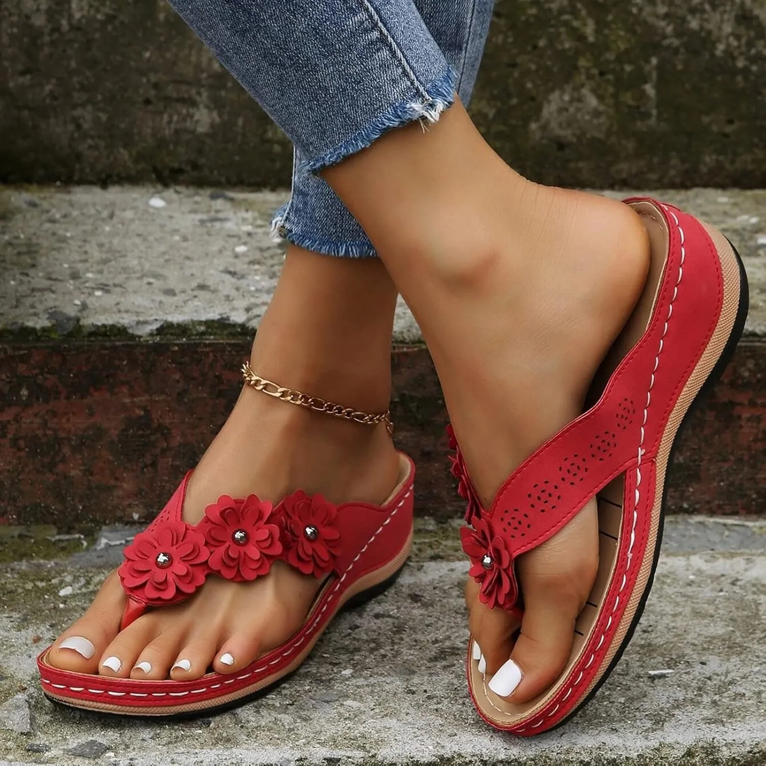 Wedge Sandals for Women Comfortable Platform Slides Orthopedic Sandal Summer Casual Womens Flip Flops Walking Shoes
