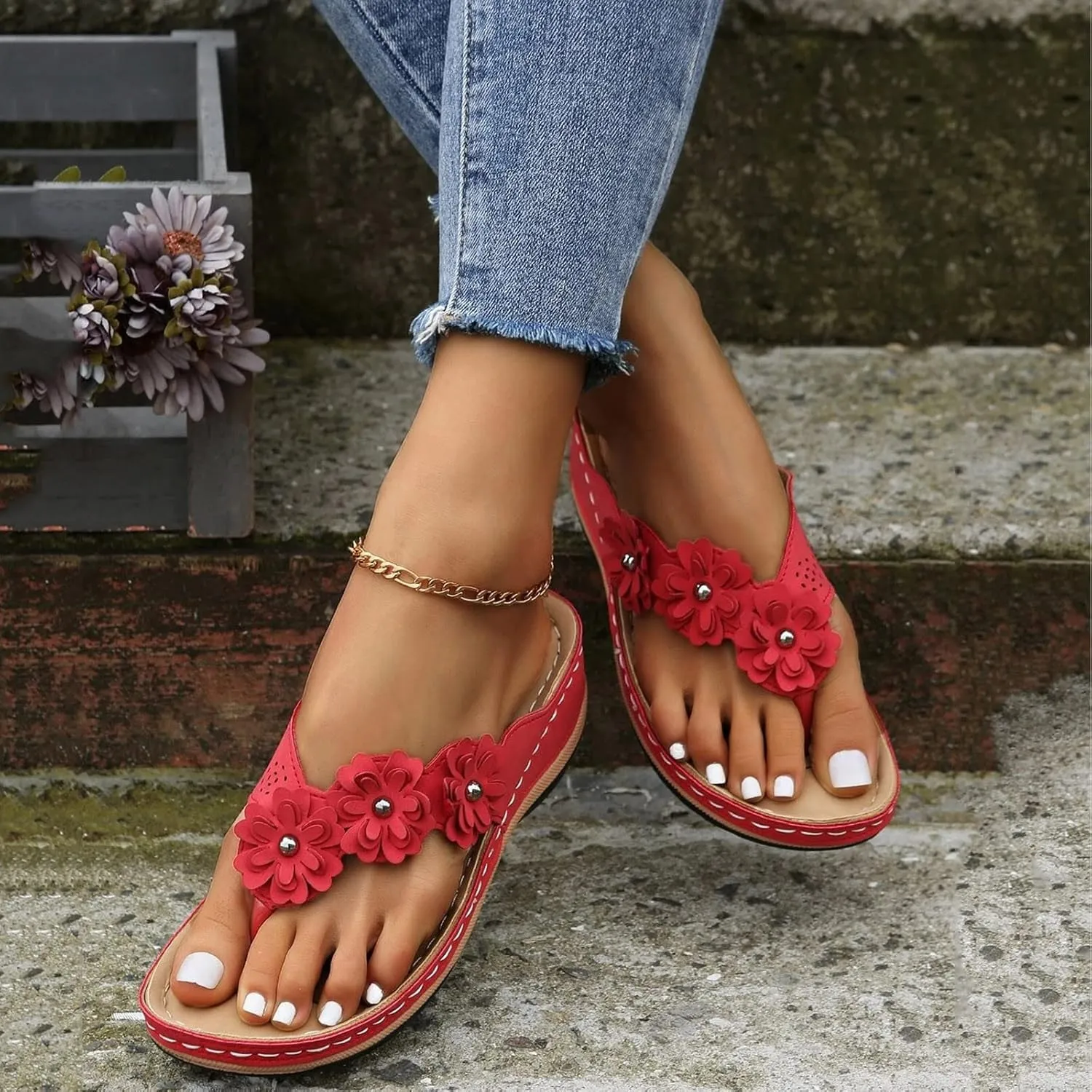 Wedge Sandals for Women Comfortable Platform Slides Orthopedic Sandal Summer Casual Womens Flip Flops Walking Shoes