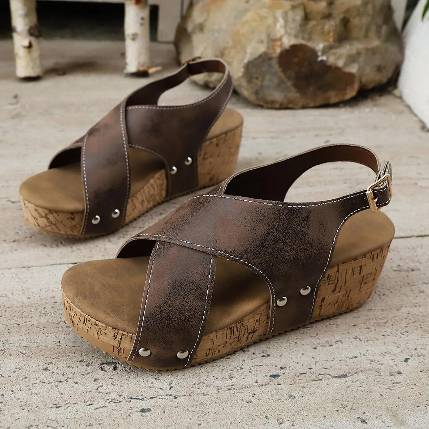 Wide Width Platform Wedge Sandals For Women Summer Dressy Open Toe Buckle Ankle Strap Sandals Ladies Party Dress Shoes