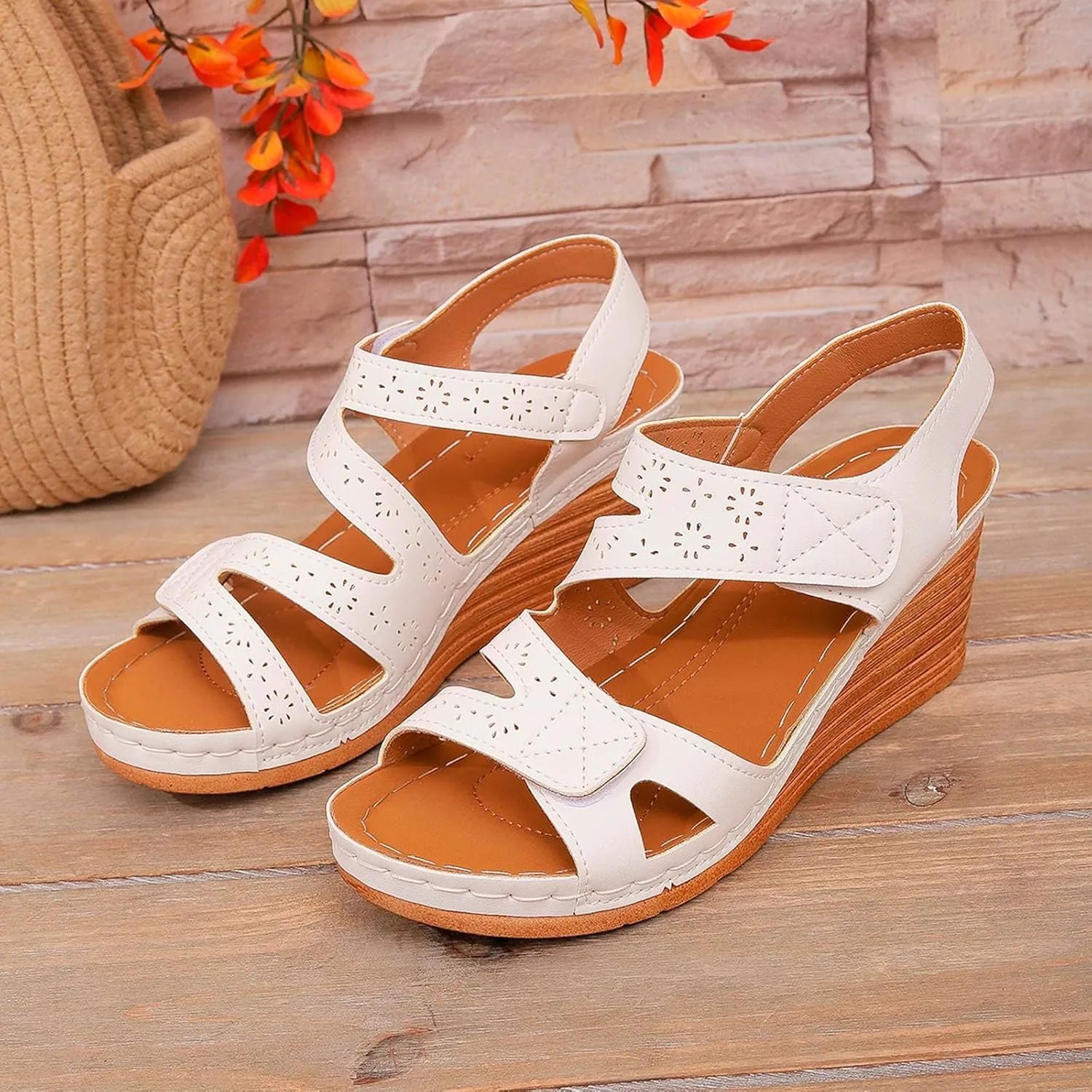 Woman Open Toe Dressy Platform Sandals Casual Buckle Ankle Strap Heels Summer Beach Mid Wedge Sandales Pour Femmes