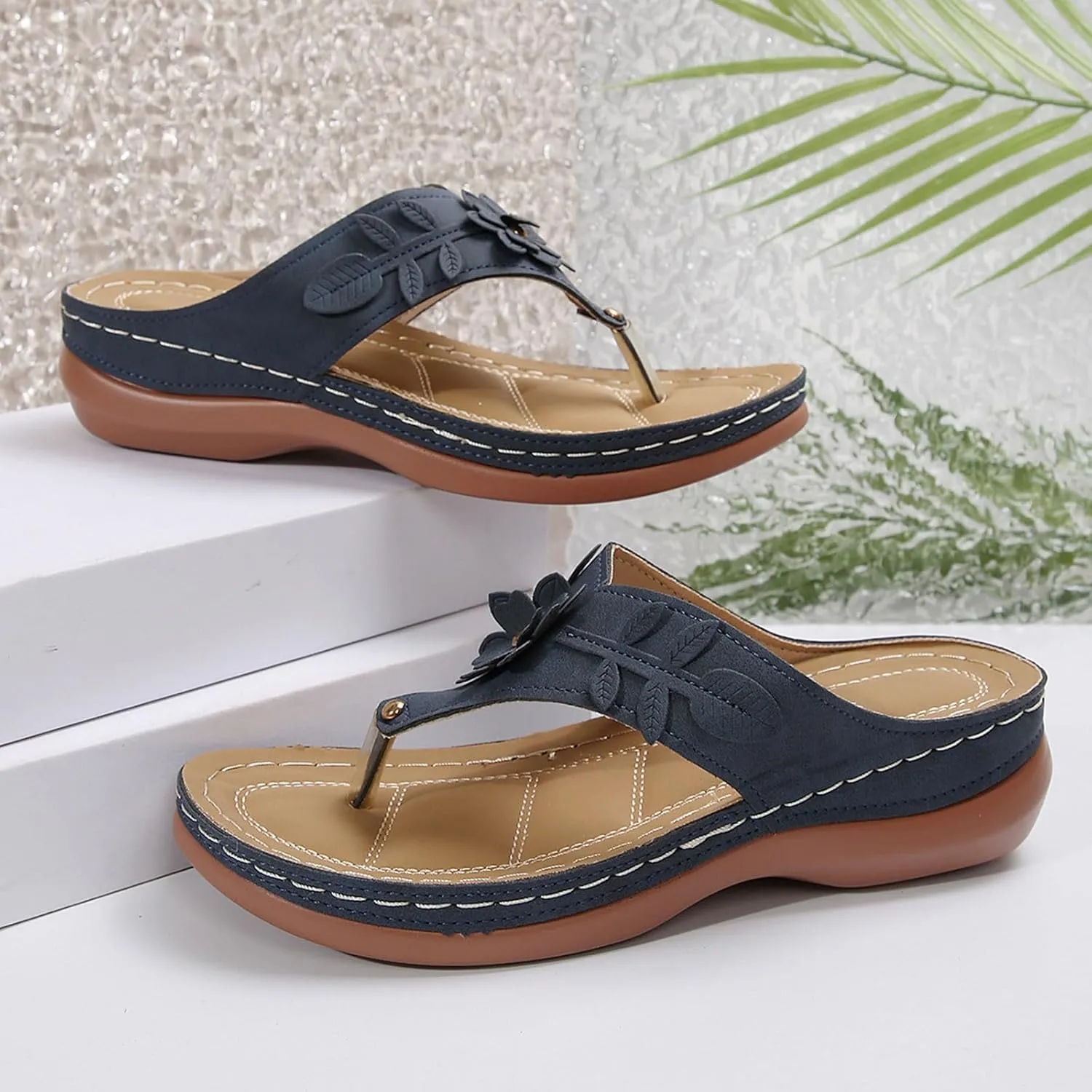 Women Arch Support Sandals Orthopedic Platform Wedge Sandals 2025 Summer Bohemian Slip On Flip Flop Beach Travel Shoes