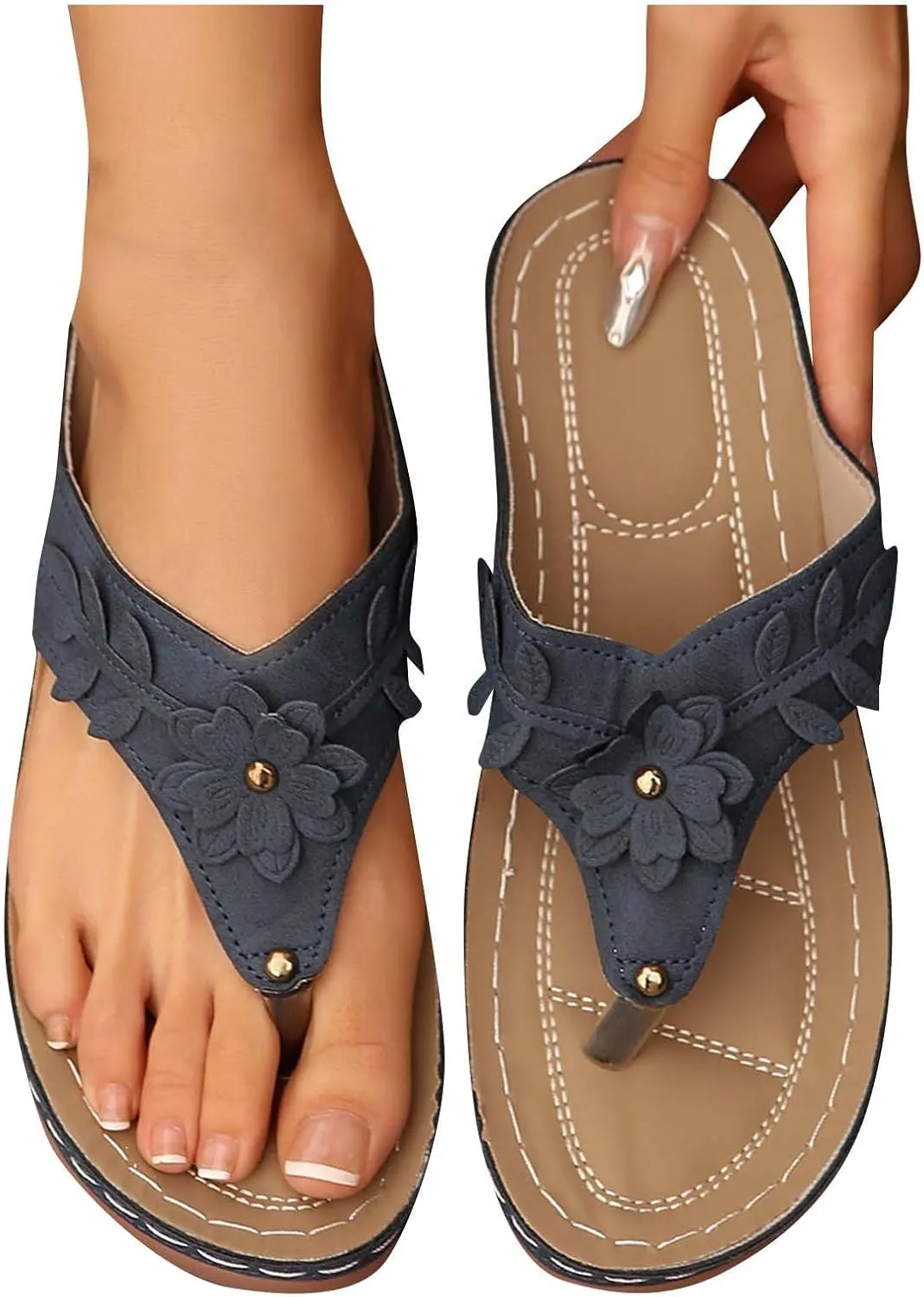 Women Arch Support Sandals Orthopedic Platform Wedge Sandals 2025 Summer Bohemian Slip On Flip Flop Beach Travel Shoes