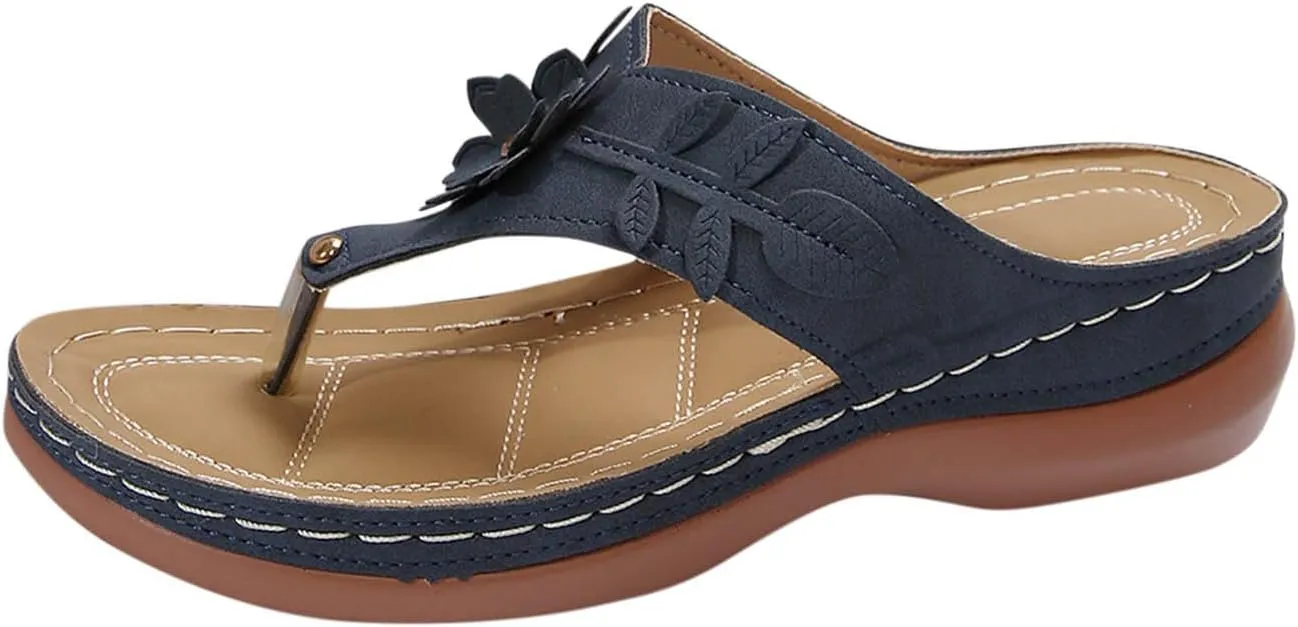 Women Arch Support Sandals Orthopedic Platform Wedge Sandals 2025 Summer Bohemian Slip On Flip Flop Beach Travel Shoes