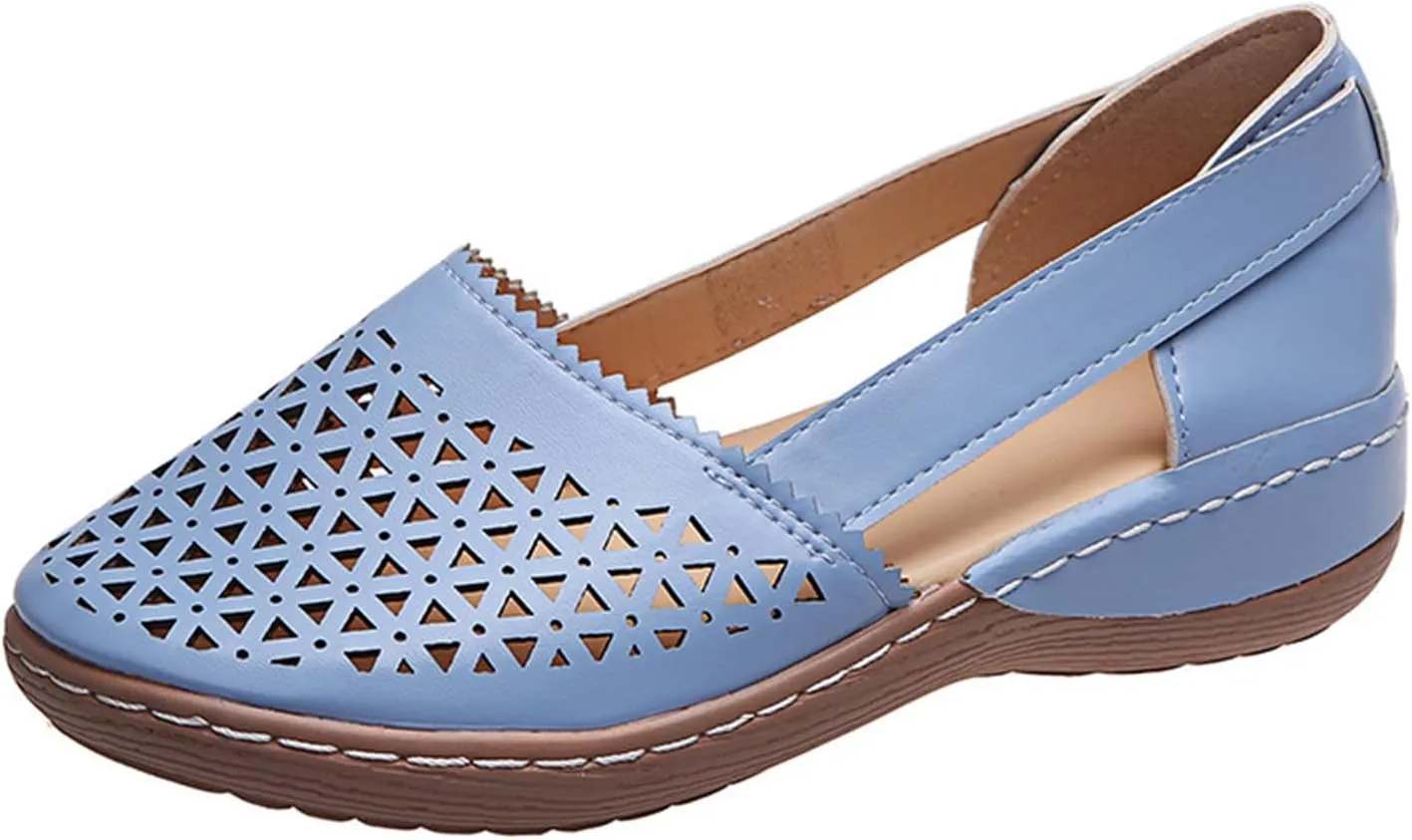 Women Orthopedic Wedge Sandals 2025 Closed Toe Slip On Walking Comfortable Cushion Shoes Yoga Mat Slides Sandals Hollow Design for Summer Beach Walking Shoes for Summer Outdoor Casual