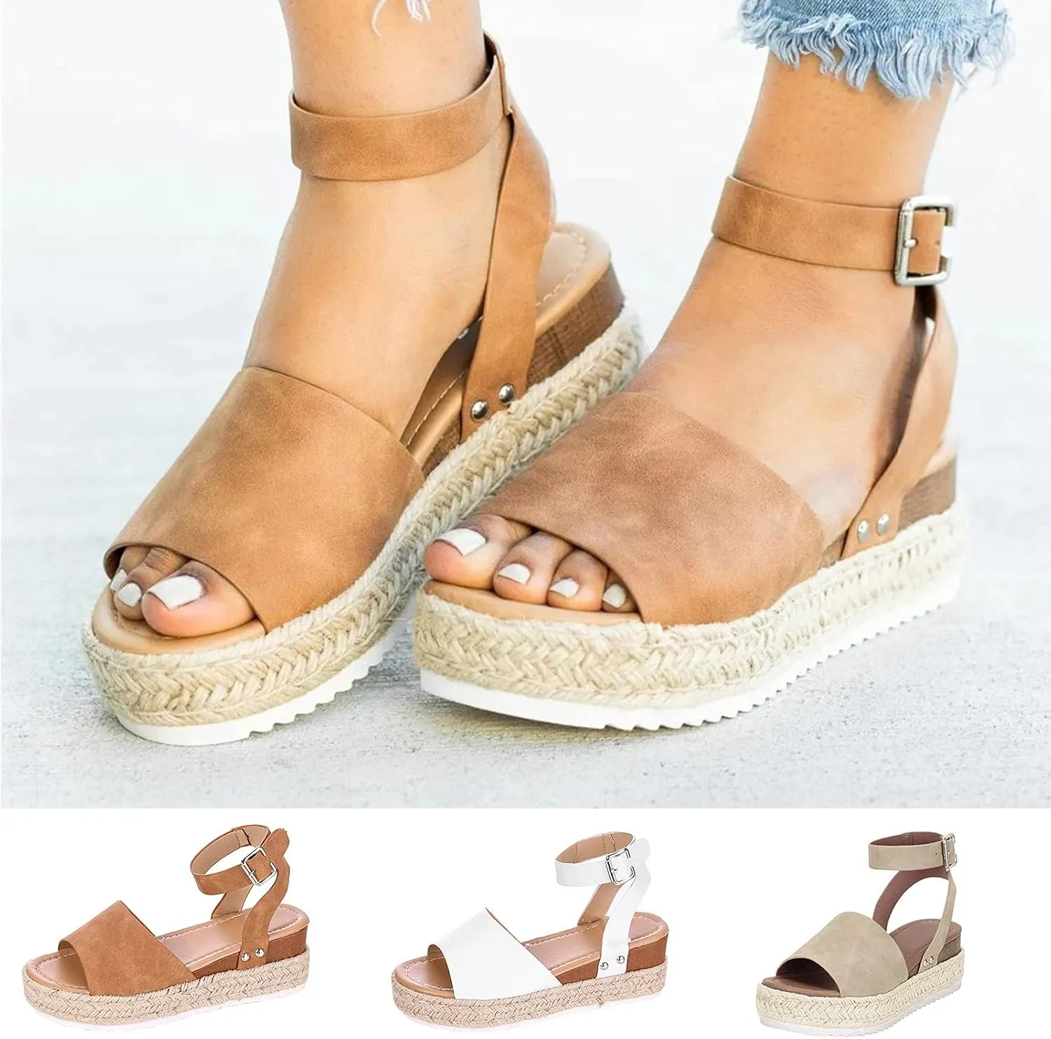 Women Sandals Ring Toe Leather Comfy Platform Slippers Shoes Summer Casual Beach Travel Sandals for Women