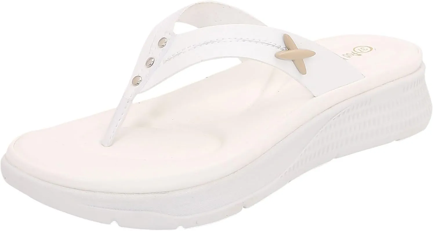 Women Shoes Comfortable Thick Sole Wedge Flip Flops Fashionable Outdoor Beach Flip Flop Sandals for Women Rubber