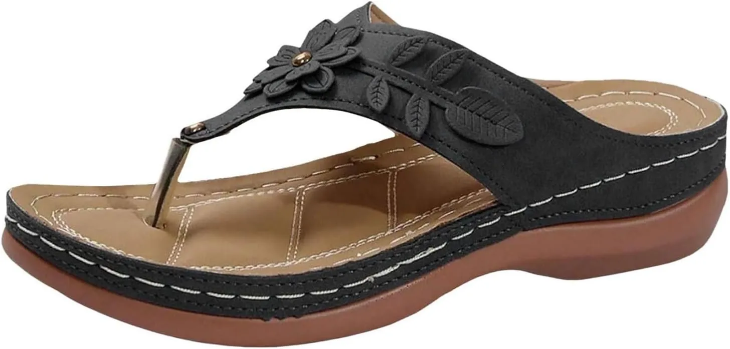 Womens Arch Support Soft Cushion Flip Flops Yoga Mat Comfortable Walking Thong Sandals Slip On Wedge Sandal Indoor Outdoor for Summer